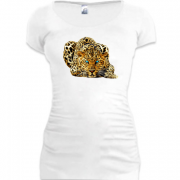 Женская удлиненная футболка с леопардом (2)