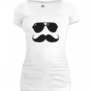 Женская удлиненная футболка Усатый хиппи