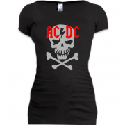 Женская удлиненная футболка ACDC skull