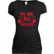 Женская удлиненная футболка We are all infected