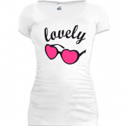 Женская удлиненная футболка с розовыми очками Lovely