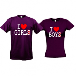 Парные футболки I love BOY - GIRL