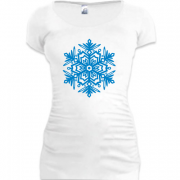 Женская удлиненная футболка со снежинкой