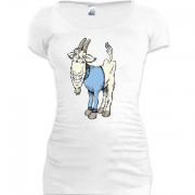 Женская удлиненная футболка с козой