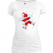 Женская удлиненная футболка с Санта Клаусом