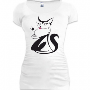 Женская удлиненная футболка гламурная кошечка