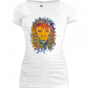 Женская удлиненная футболка акварельный лев