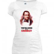 Женская удлиненная футболка You're good but i'm Crowley