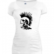 Женская удлиненная футболка череп-панк
