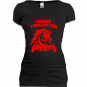 Женская удлиненная футболка Targaryen - Fire and Bllod