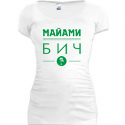 Женская удлиненная футболка Маями бич