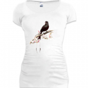 Женская удлиненная футболка с птичкой