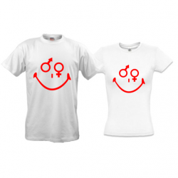 Парные футболки улыбка (мужчина и женщина)