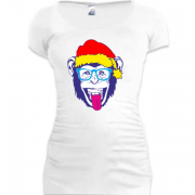 Женская удлиненная футболка Новогодняя обезьяна