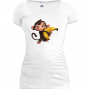 Женская удлиненная футболка мартышка с бананом