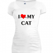 Женская удлиненная футболка I love my cat