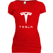 Женская удлиненная футболка с лого Tesla