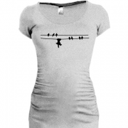 Женская удлиненная футболка с котом на проводах