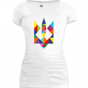 Женская удлиненная футболка с разноцветным гербом Украины