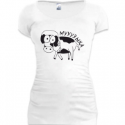 Женская удлиненная футболка Мууузыка