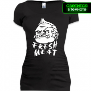 Женская удлиненная футболка Fresh meat (glow)