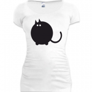 Женская удлиненная футболка с толстым котом