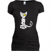 Женская удлиненная футболка кошка - мумия