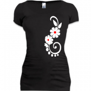 Женская удлиненная футболка с цветочками