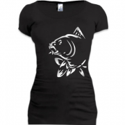 Женская удлиненная футболка с рыбой