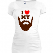 Женская удлиненная футболка Я люблю свою бороду