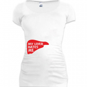 Женская удлиненная футболка My liver hates me