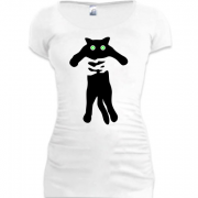 Женская удлиненная футболка Кот в руках