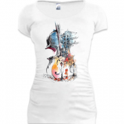 Женская удлиненная футболка со скрипкой (арт)