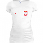 Женская удлиненная футболка Сборная Польши по футболу