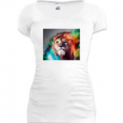 Женская удлиненная футболка с разноцветным львом