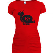 Женская удлиненная футболка с турбиной-улиткой