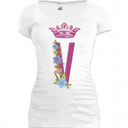 Женская удлиненная футболка V с короной