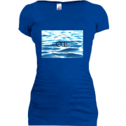 Женская удлиненная футболка Океан Эльзы (океан)