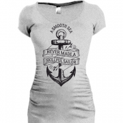 Женская удлиненная футболка с якорем a smooth sea