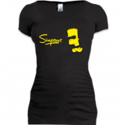 Женская удлиненная футболка Барт Симпсон с подписью