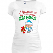 Женская удлиненная футболка Маленькая помощница Деда Мороза