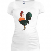 Женская удлиненная футболка с петухом