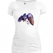 Женская удлиненная футболка с грозной птицей