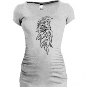 Женская удлиненная футболка с птицами