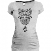 Женская удлиненная футболка Сова из узора