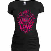 Женская удлиненная футболка All you need is love (3)