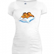 Женская удлиненная футболка со спящим Гарфилдом