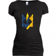 Женская удлиненная футболка с желто-голубым тризубом