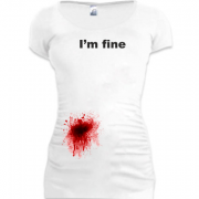 Женская удлиненная футболка I'm fine (пятно сбоку)