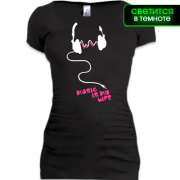 Женская удлиненная футболка Music